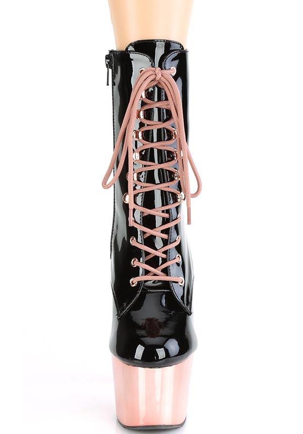 ADORE-1020 [Black Patent/Rose Gold Chrome] | PLATFORM BOOTS [PREORDER] - Image 2