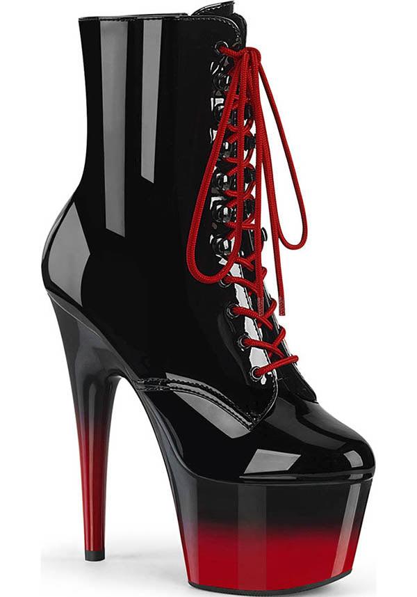 ADORE-1020BR-H Two-Tone [Black Patent/ Red] | PLATFORM BOOTS [PREORDER]