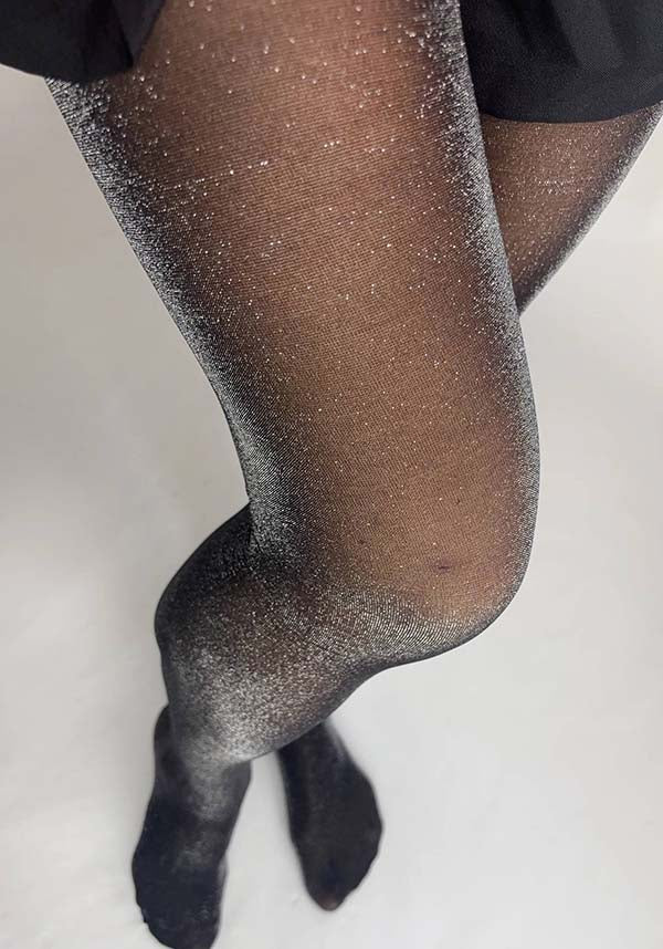 All Over Glitter [Silver] Curvy Super Stretch | TIGHTS - Image 2