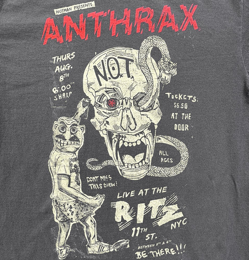 Anthrax | Vintage Flyer [Faded Black] T-SHIRT [PREORDER] - Image 2