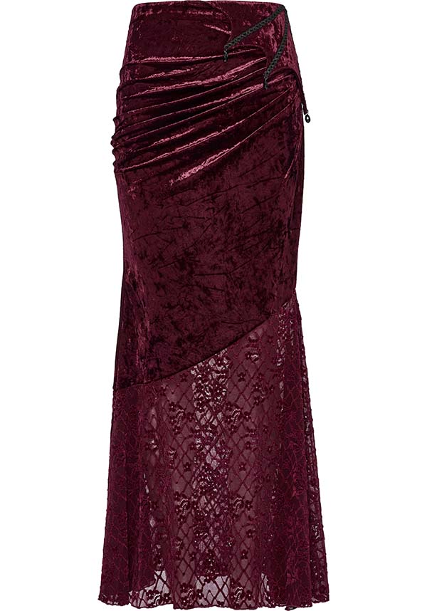 Aureole [Wine] Velvet | MAXI SKIRT - Image 10