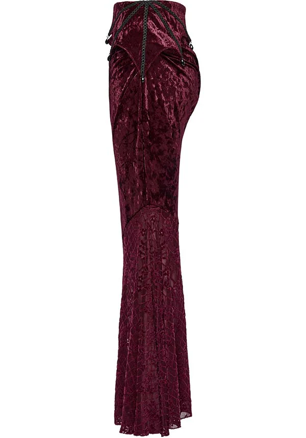 Aureole [Wine] Velvet | MAXI SKIRT - Image 11