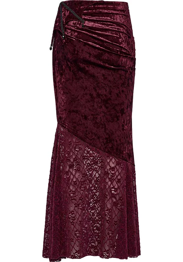 Aureole [Wine] Velvet | MAXI SKIRT - Image 12