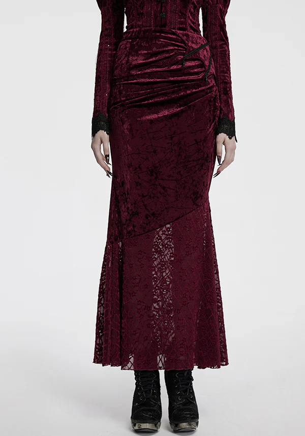 Aureole [Wine] Velvet | MAXI SKIRT - Image 4