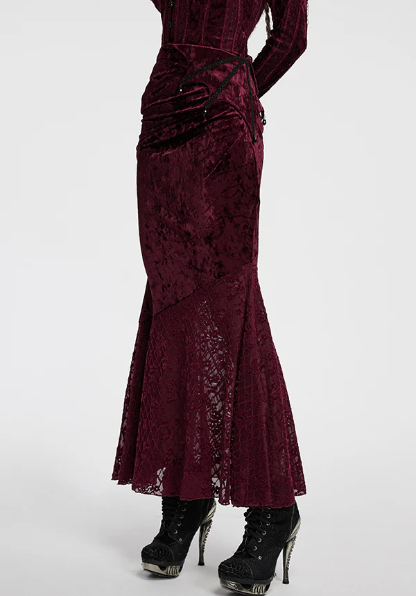 Aureole [Wine] Velvet | MAXI SKIRT - Image 6