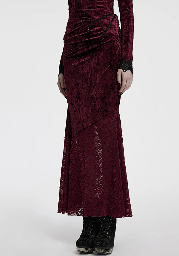 Aureole [Wine] Velvet | MAXI SKIRT - Image 7