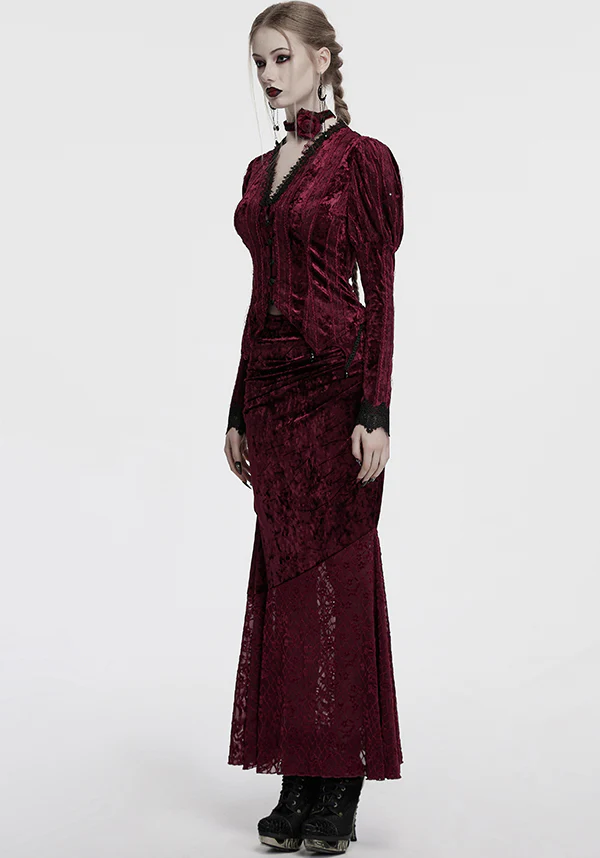Aureole [Wine] Velvet | MAXI SKIRT - Image 8