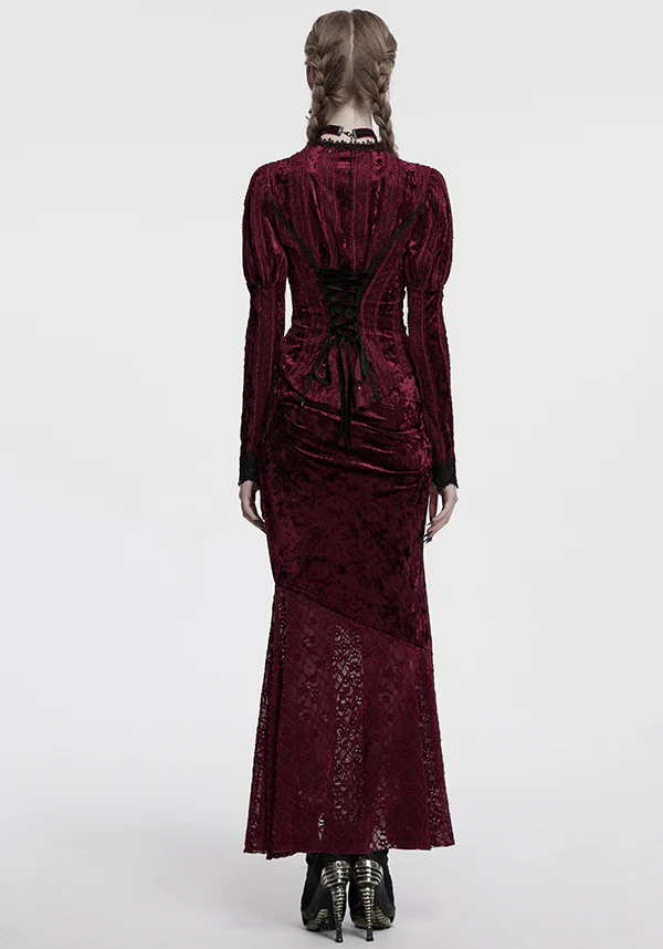 Aureole [Wine] Velvet | MAXI SKIRT - Image 9