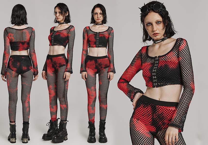 Badriyah Fishnet [Black/Red] | CROP TOP* - Image 15