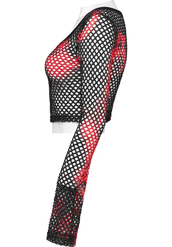 Badriyah Fishnet [Black/Red] | CROP TOP* - Image 8
