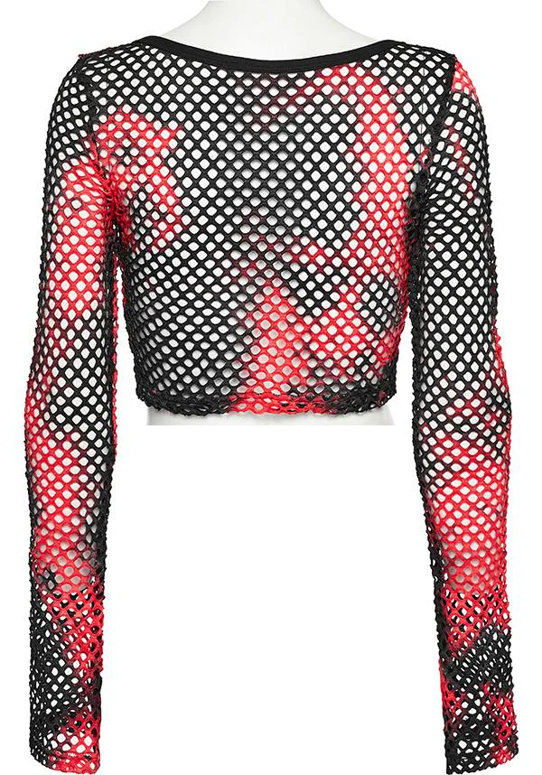 Badriyah Fishnet [Black/Red] | CROP TOP* - Image 9