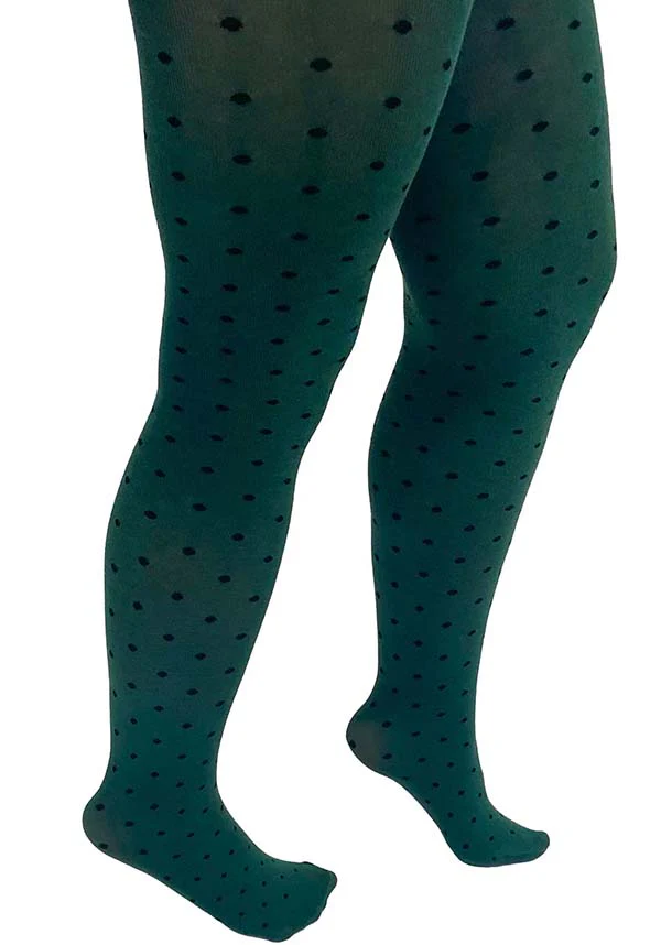Bamboo Spot Curvy [Green] | TIGHTS*