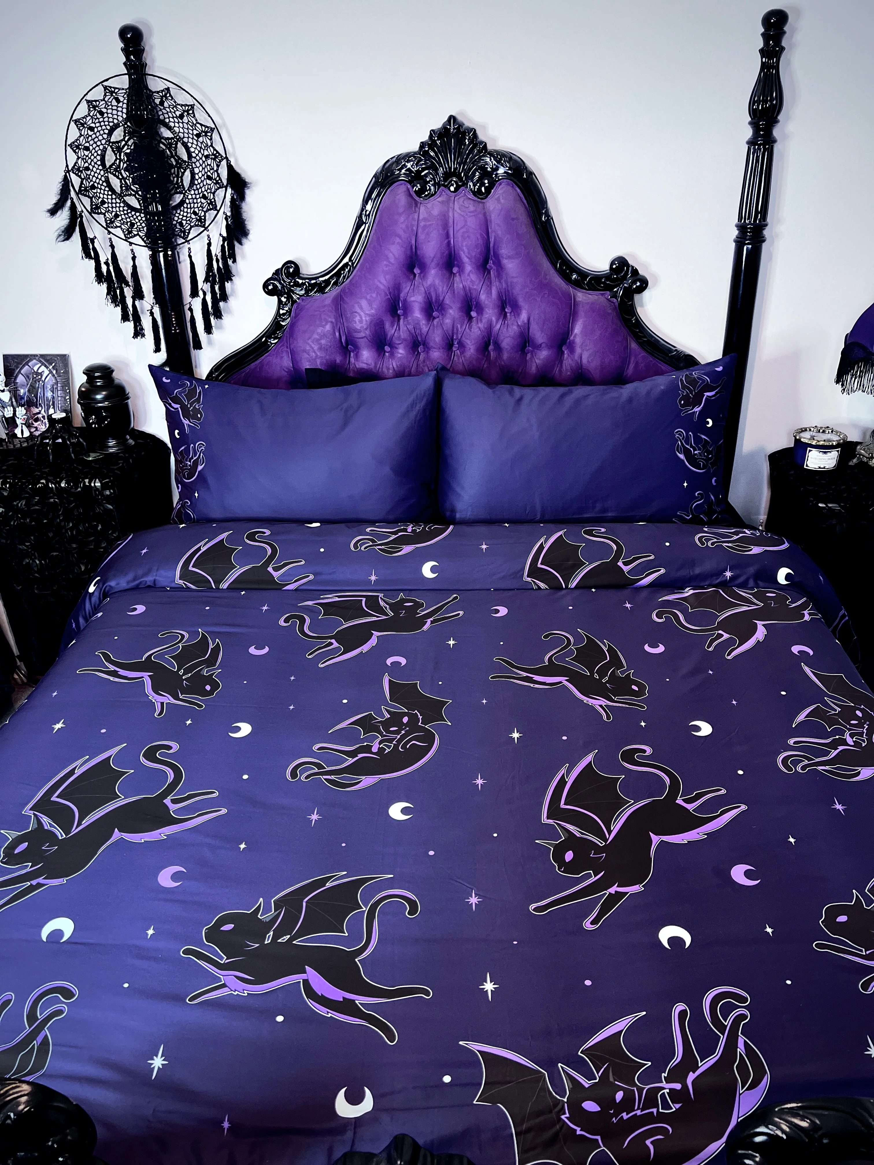 Batty Cats [Purple] | QUEEN QUILT SET [COTTON] - Image 2