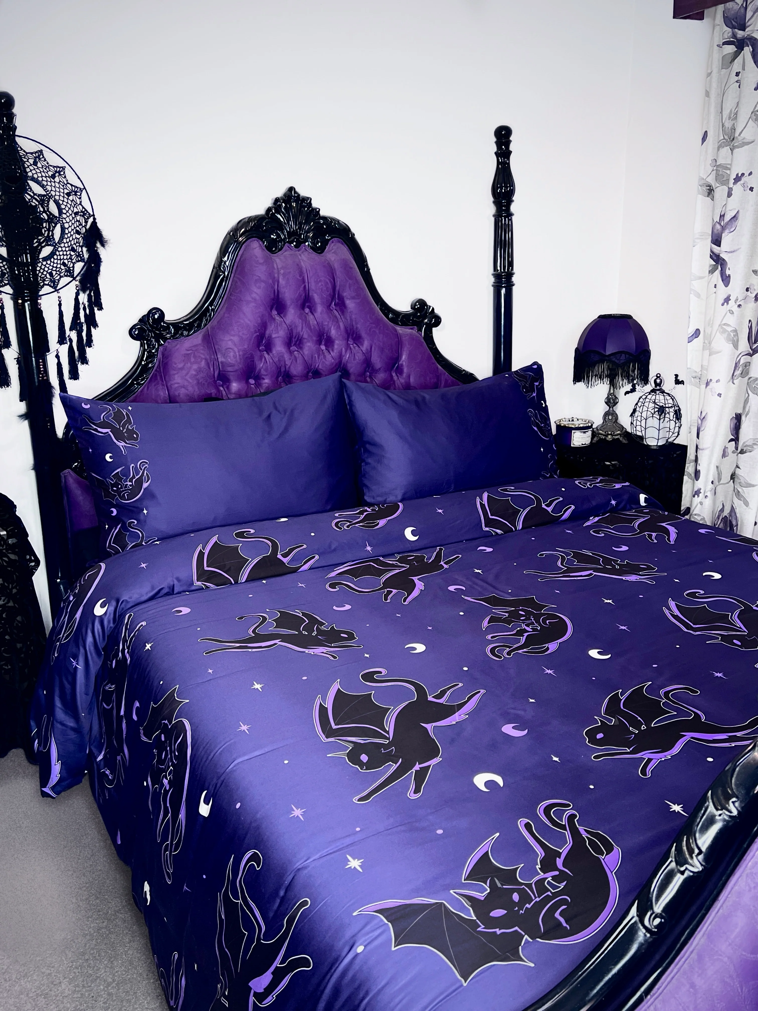 Batty Cats [Purple] | QUEEN QUILT SET [COTTON] - Image 5