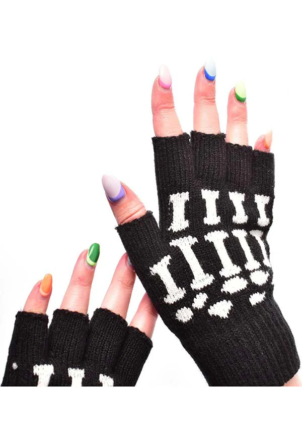 BGS [Black/White] | FINGERLESS GLOVES - Image 3