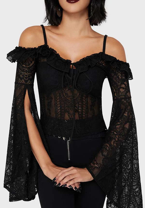 Breathless Lace [Black] | BARDOT TOP