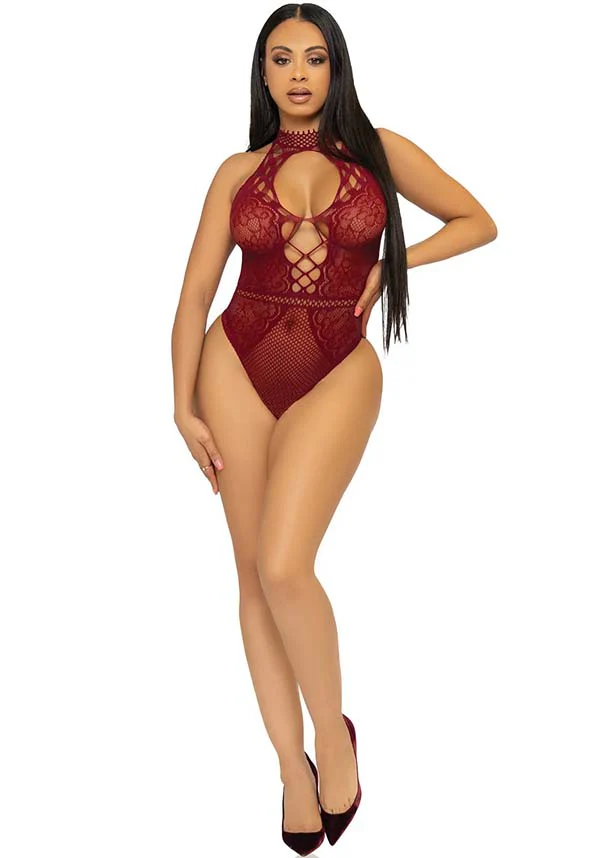 Bring The Heat [Burgundy] | LACE BODYSUIT - Image 6