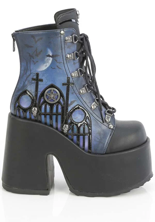 CAMEL-203-PT [Black/Blue] | PLATFORM BOOTS [PREORDER] - Image 4