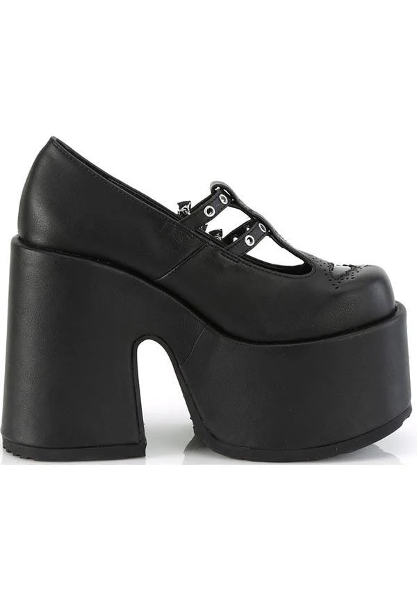 CAMEL-55 [Black Vegan Leather] | PLATFORM HEELS [PREORDER] - Image 5