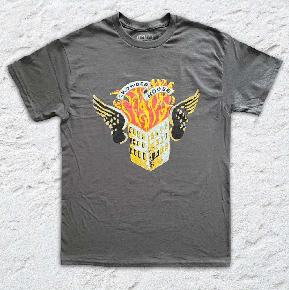 Crowded House | Flaming House [Faded Black] T-SHIRT [PREORDER]