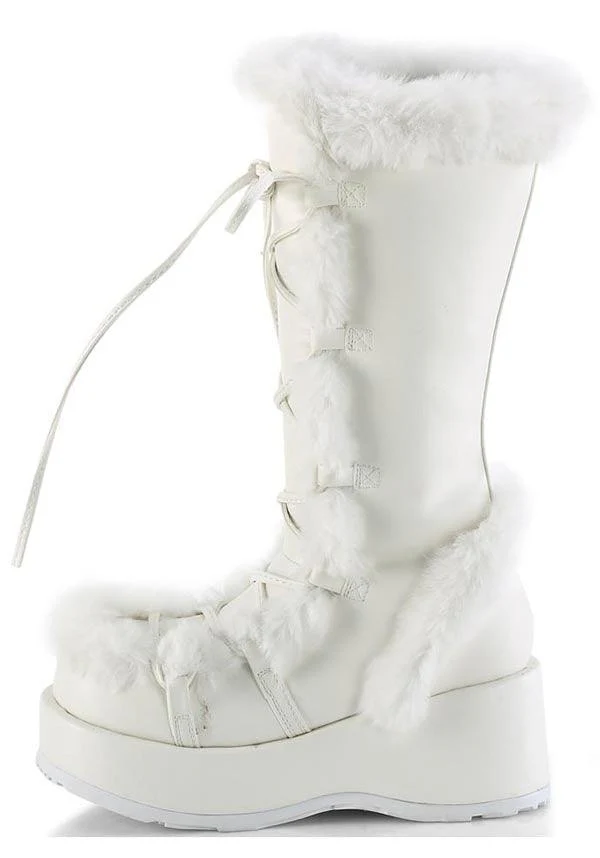 CUBBY-311 [White Vegan Leather] | PLATFORM BOOTS [PREORDER] - Image 3