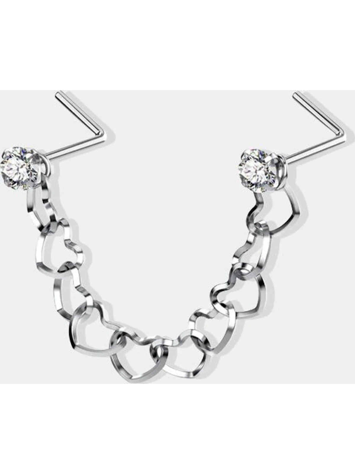 CZ Top Heart | NOSE CHAIN