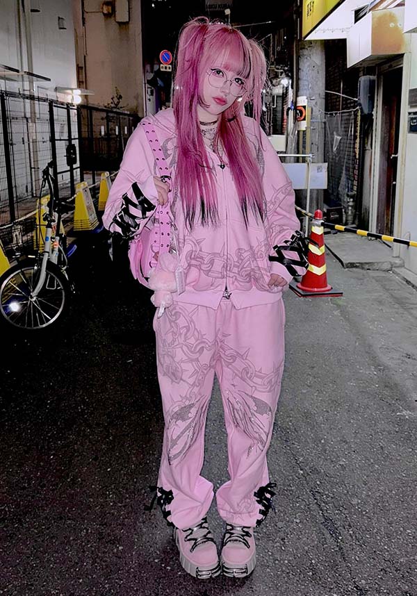 Death Kiss [Baby Pink] | CHAIN HOODIE - Image 3