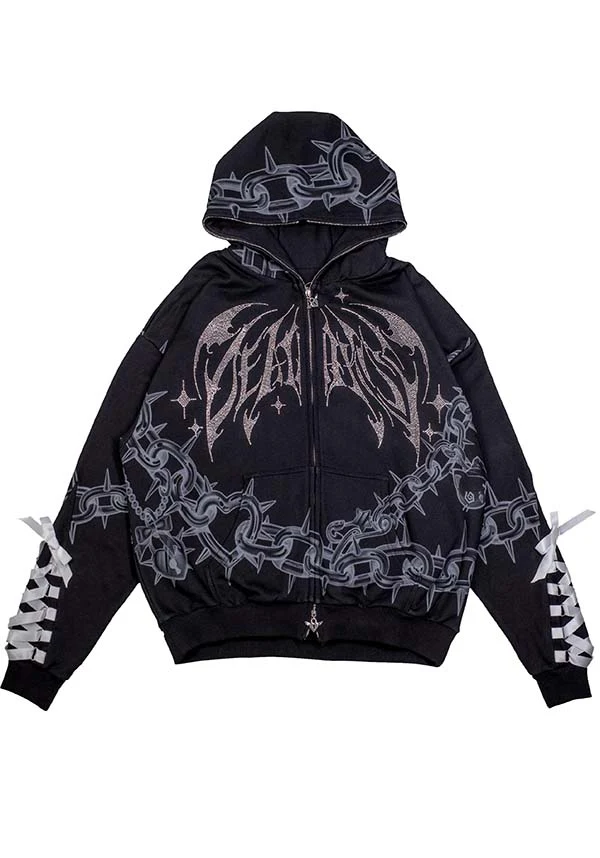 Death Kiss [Black] | CHAIN HOODIE - Image 2