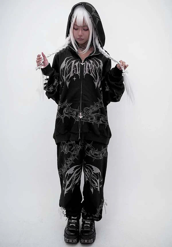 Death Kiss [Black] | CHAIN HOODIE - Image 3