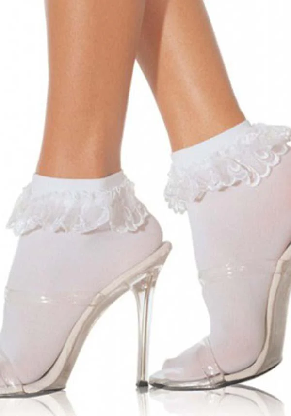 Diem Lace Ruffle [White] | ANKLE SOCKS - Image 4
