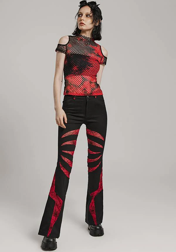 Dionisia Fishnet [Black/Red] | COLD SHOULDER TOP* - Image 3
