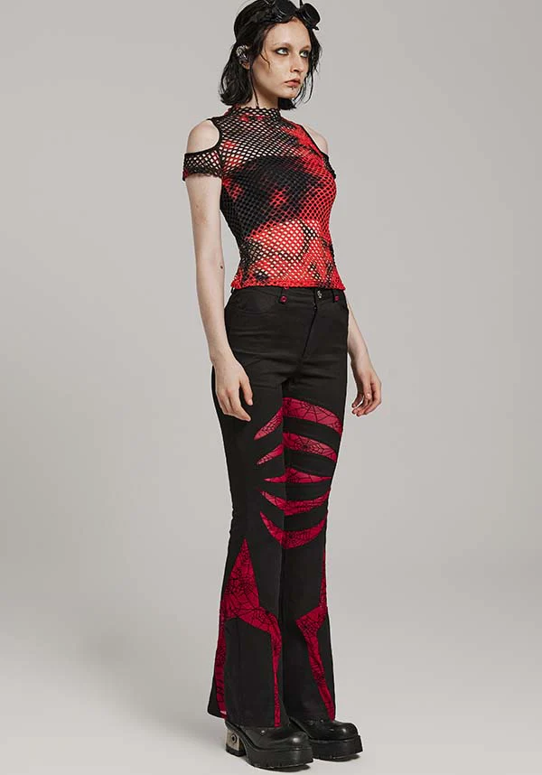 Dionisia Fishnet [Black/Red] | COLD SHOULDER TOP* - Image 4