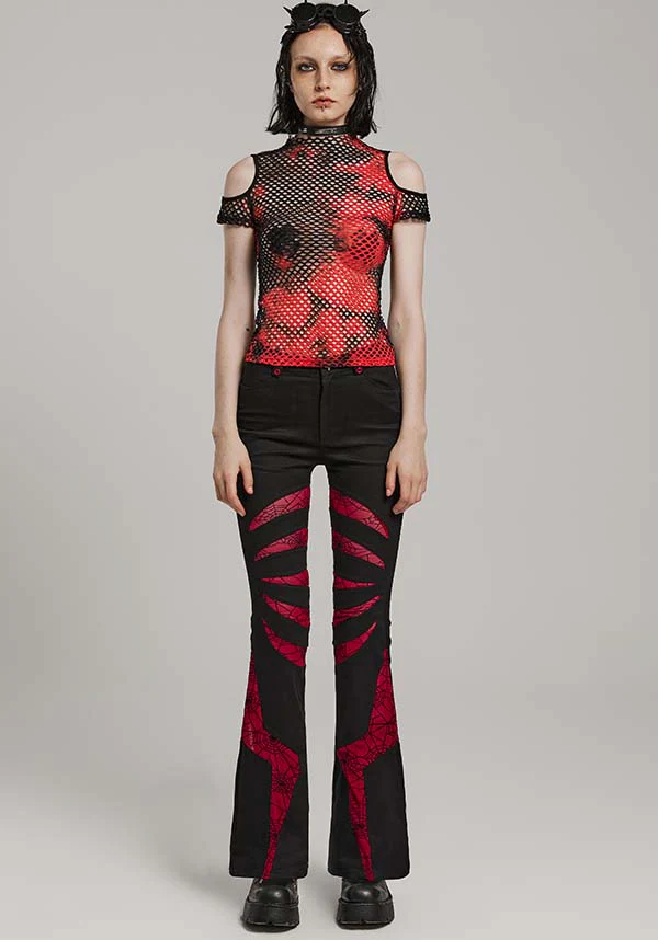 Dionisia Fishnet [Black/Red] | COLD SHOULDER TOP* - Image 6