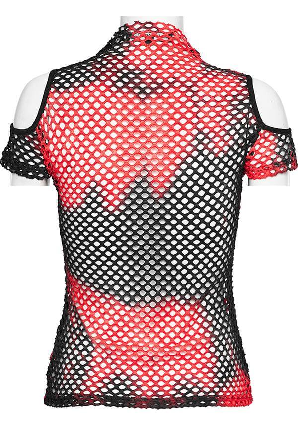 Dionisia Fishnet [Black/Red] | COLD SHOULDER TOP* - Image 7