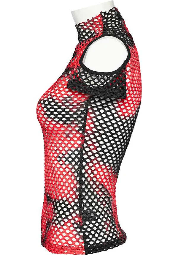Dionisia Fishnet [Black/Red] | COLD SHOULDER TOP* - Image 8