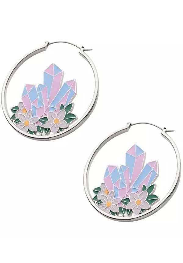 Aura Quartz Daisies | PLUG HOOP EARRINGS* - Image 2