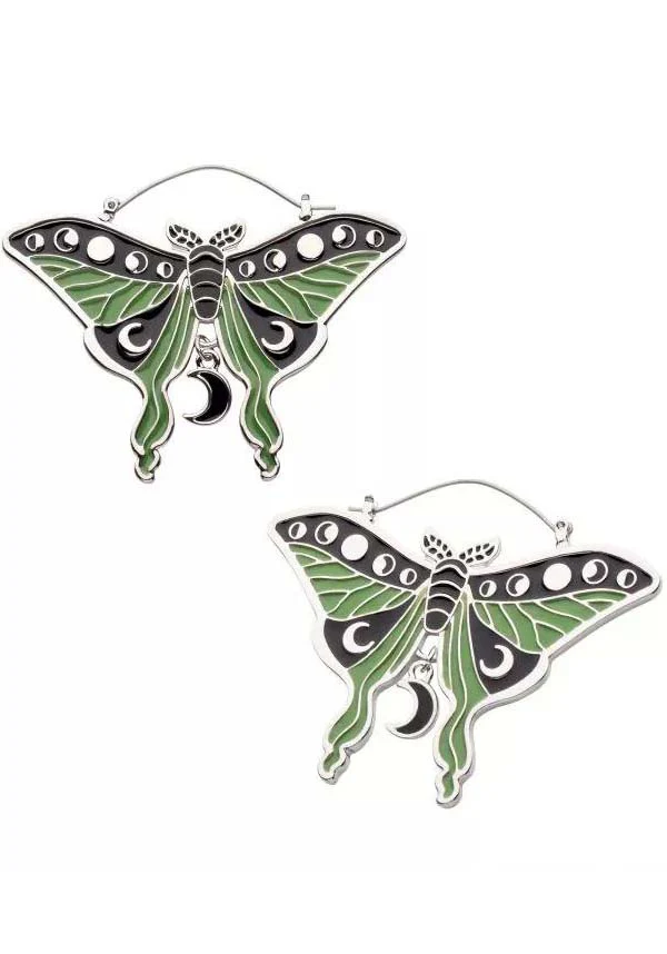 Cosmic Luna Moth | PLUG HOOP EARRINGS - Image 3