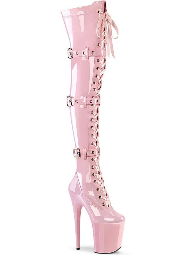 FLAMINGO-3028 [Baby Pink Patent] | PLATFORM BOOTS [PREORDER]