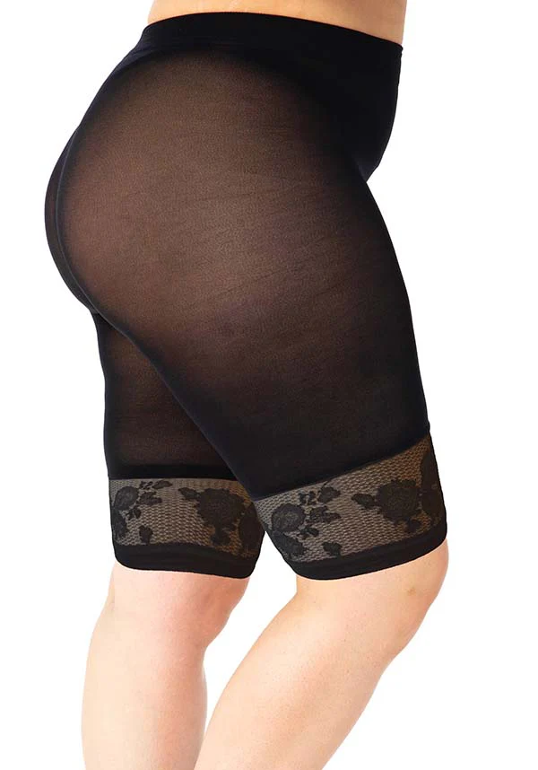 Floral Lace Trim [Curvy Super Stretch] | COMFORT SHORTS - Image 3