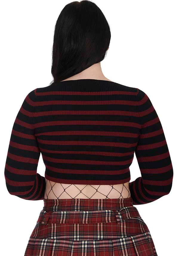 Frances Striped [Burgundy/Black] | JUMPER - Image 3