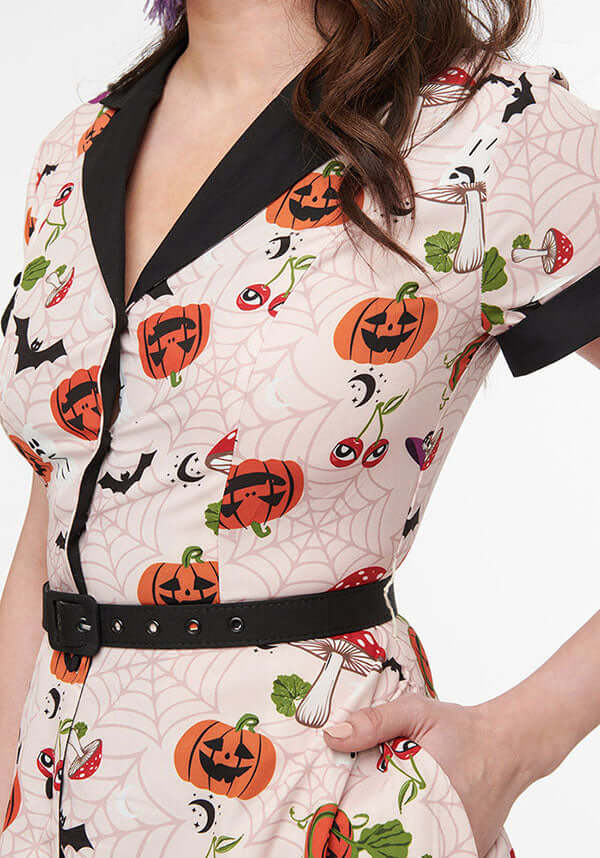 Halloween Print Belted | SWING SHIRT DRESS** - Image 3