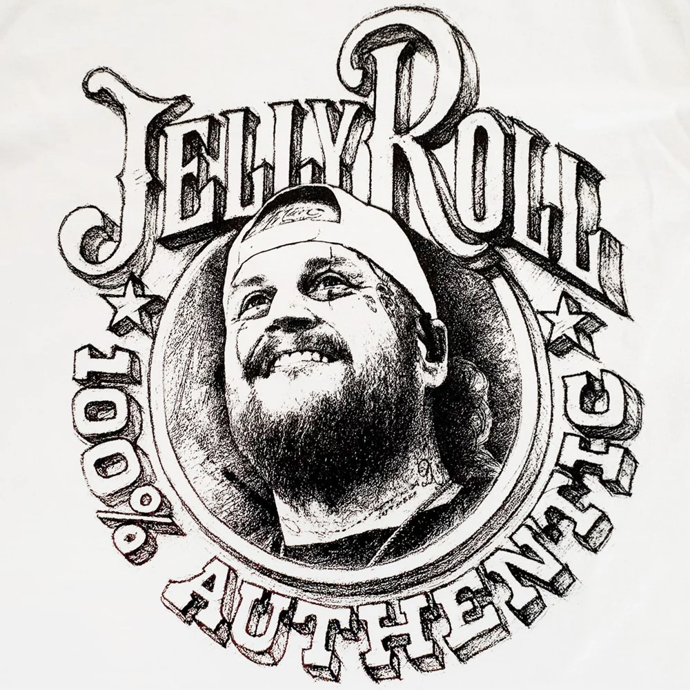 Jelly Roll | Authentic Sketched [White] T-SHIRT [PREORDER] - Image 2