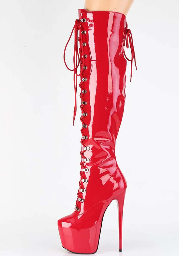 JUBILANT-3012 [Red Patent] | PLATFORM BOOTS [PREORDER] - Image 4