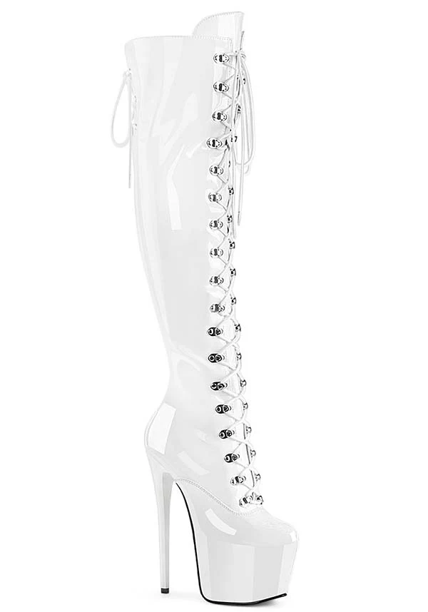 JUBILANT-3012 [White Patent] | PLATFORM BOOTS [PREORDER]