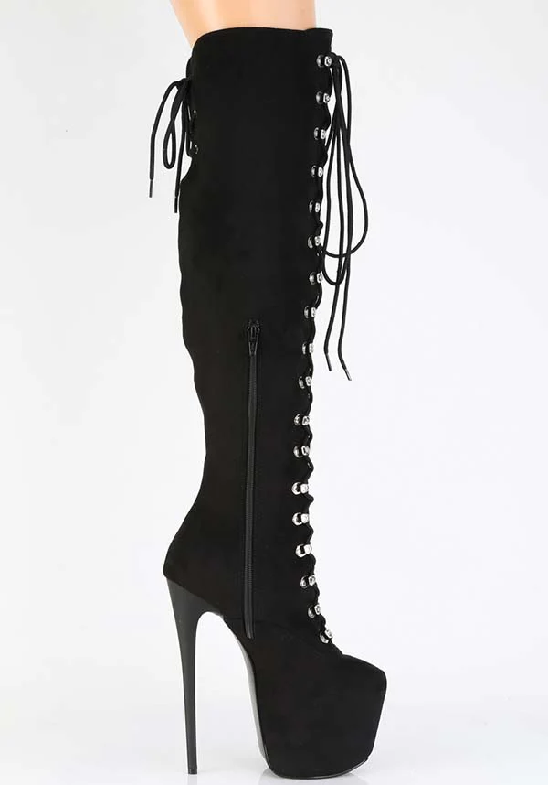 JUBILANT-3012FS [Black Faux] | PLATFORM BOOTS [PREORDER] - Image 4
