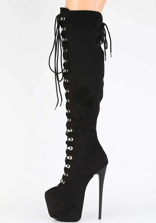 JUBILANT-3012FS [Black Faux] | PLATFORM BOOTS [PREORDER] - Image 5
