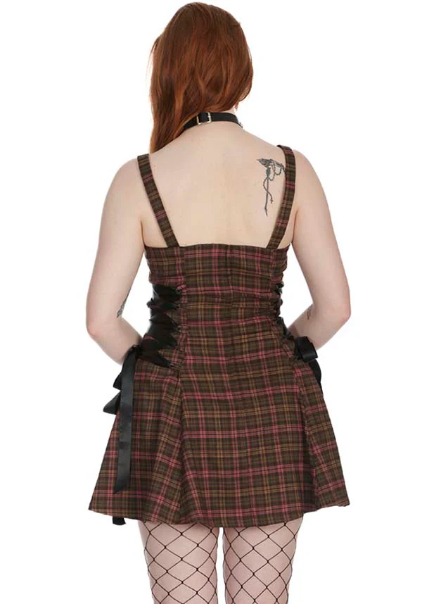 Klondike Tartan [Olive] | LACE UP DRESS* - Image 2