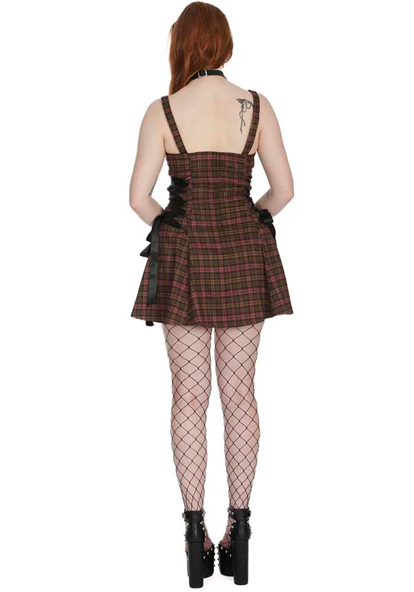 Klondike Tartan [Olive] | LACE UP DRESS* - Image 4
