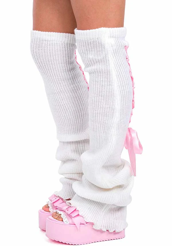 Laced Up [White/Pink] | LEGWARMERS - Image 3
