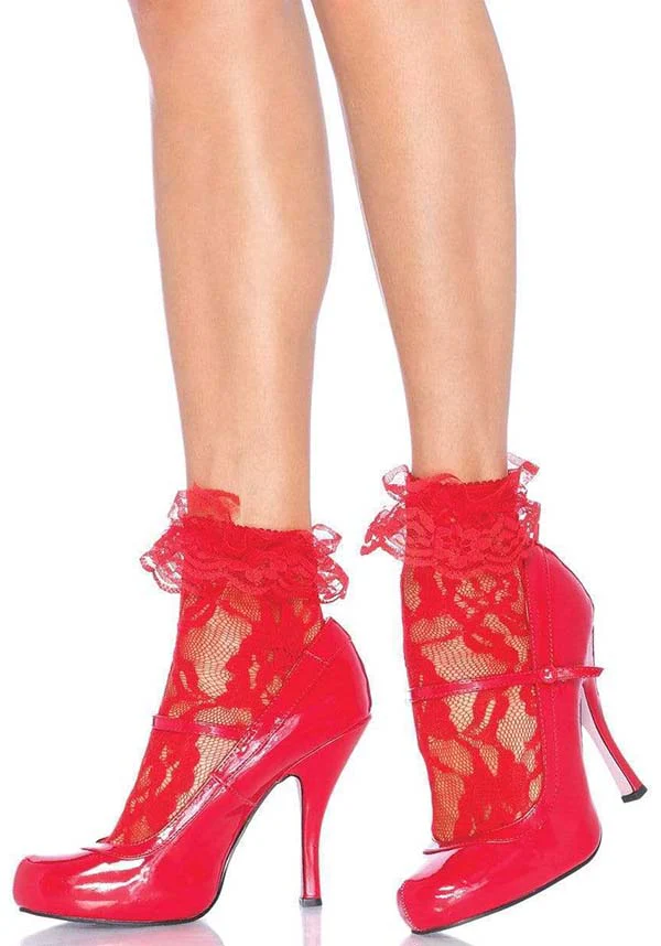 Liora Ruffle Cuff [Red] | SOCKS - Image 2